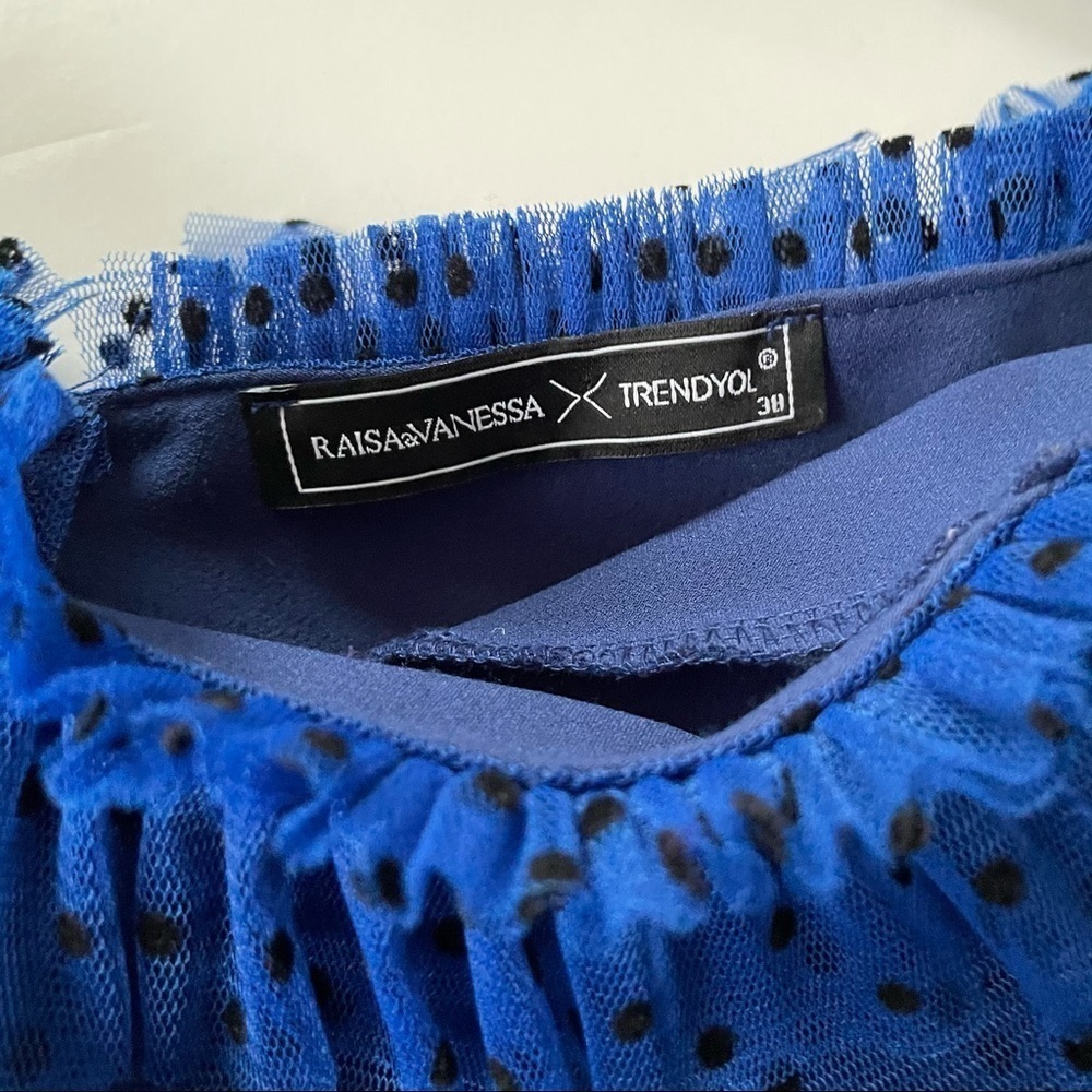 Ravasa & Vanessa Trendol Blue & Black Dot Dress Medium - Picture 4 of 14